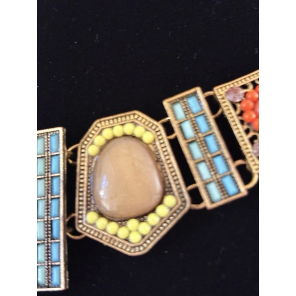 BETSEY JOHNSON Necklace Fantasy Island Time Multicolor Lucite & Bead Blue Orange